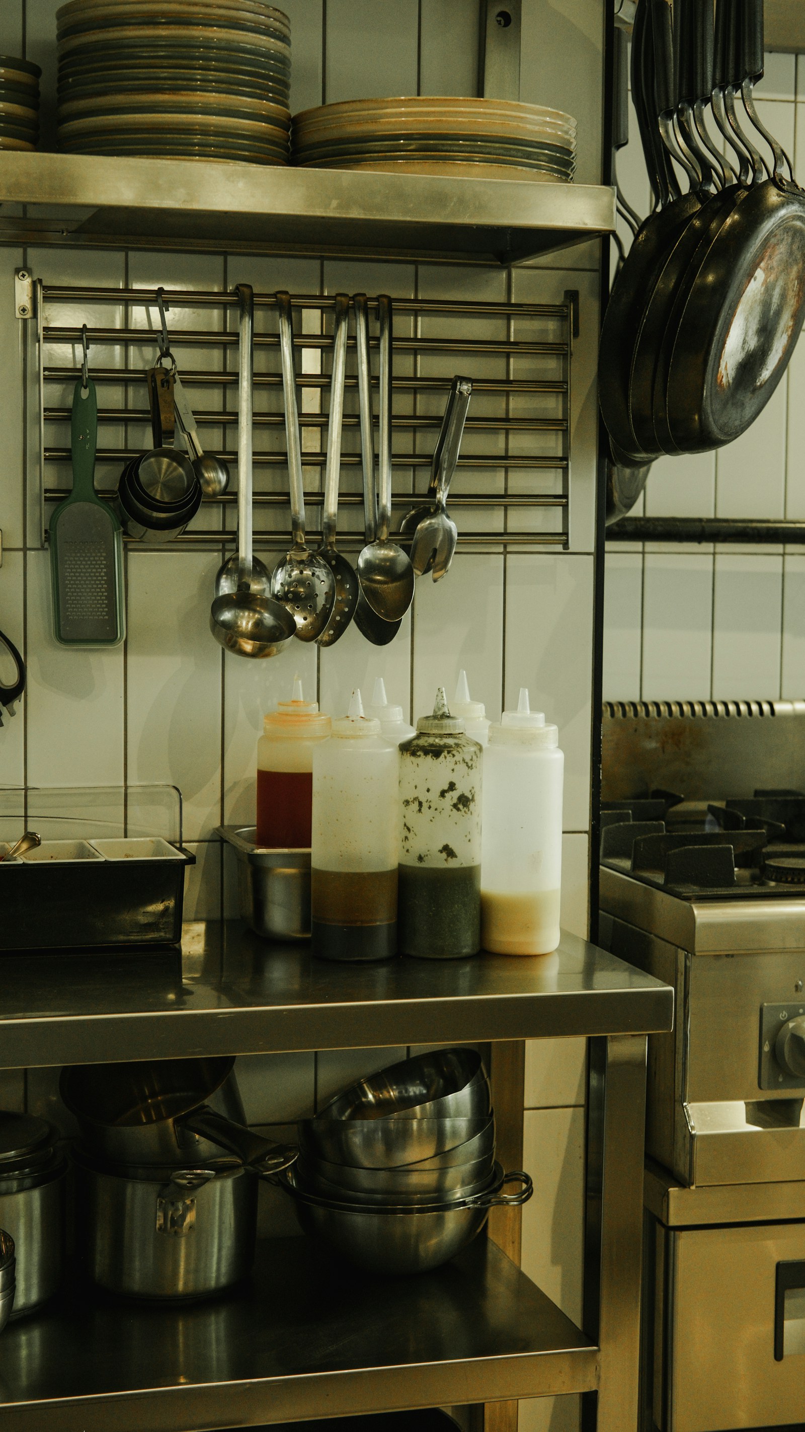 Commercial kitchen with house-made sauces